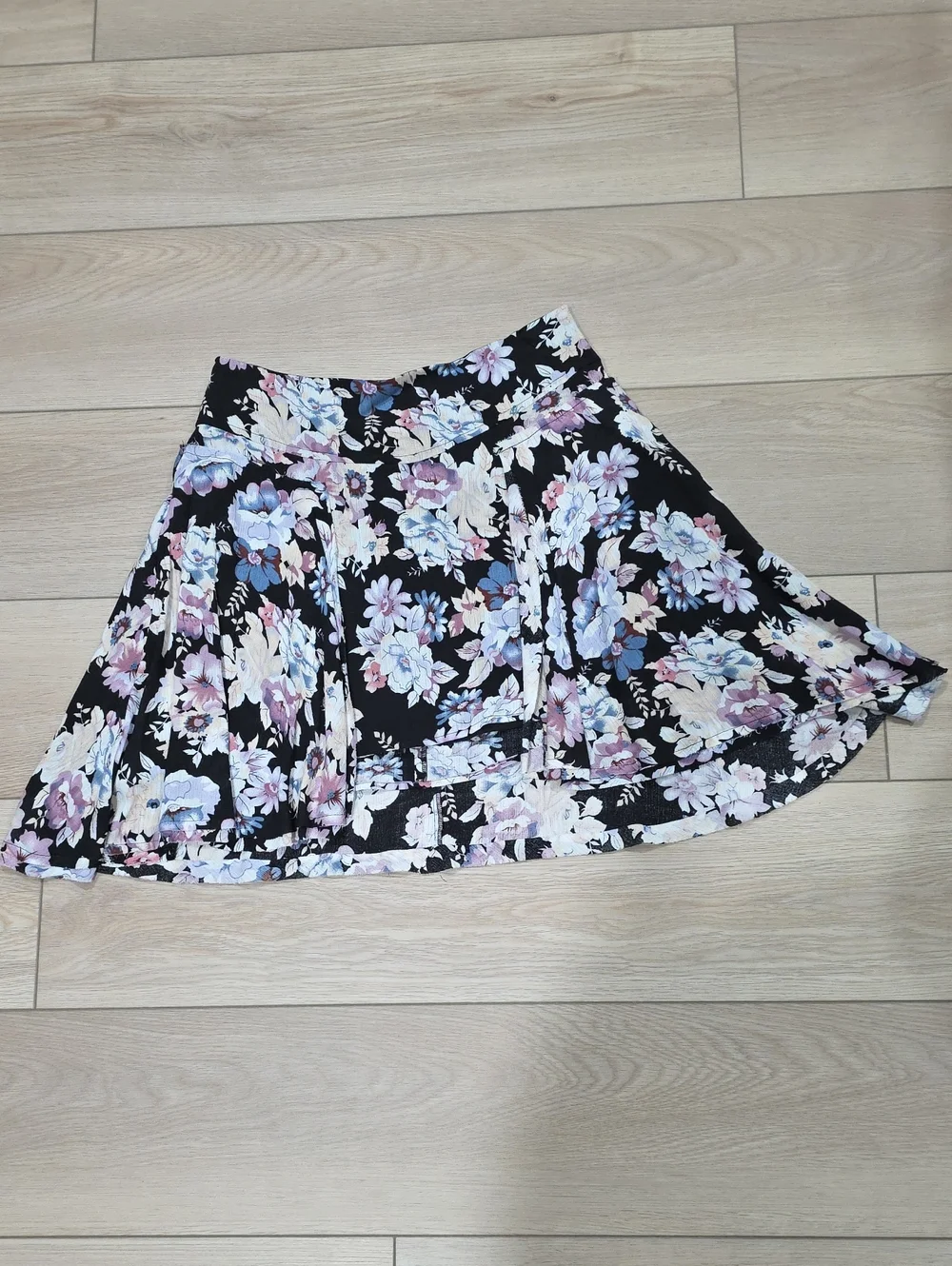 Free People Floral Pleated Pastel Assymetrical High Low Mini Skirt